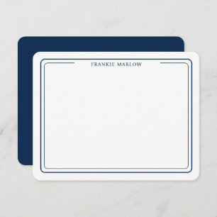 Navy Blue Simple Modern Professional Thin Border Card