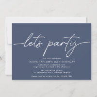 Navy Blue | Simple Modern Script Birthday Party