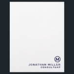 Navy Blue Simple Monogram Typographic Name Title Letterhead<br><div class="desc">Make a professional statement with this navy blue simple monogram typographic letterhead featuring your name and title in classic block typography. This minimalist design is perfect for a variety of professional settings,  from corporate to creative. Customize with your own information and make it your own.</div>