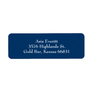 Navy Blue Simple Plain Return Address Labels