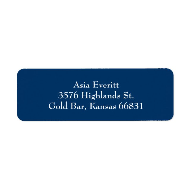 Navy Blue Simple Plain Return Address Labels (Front)