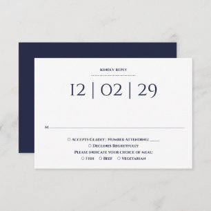 Navy Blue Simple Special Date Wedding RSVP Card
