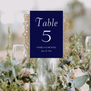 Navy Blue Simple Style Wedding Table Number