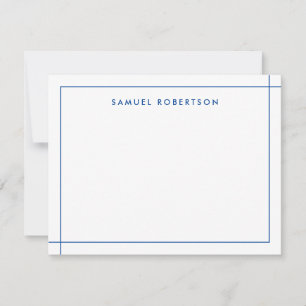 Navy Blue Simple Thin Border Corner Square  Card