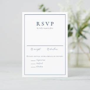 Navy Blue Simple Typography Formal Wedding RSVP Card