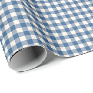 Navy Blue   Simple Vintage Gingham Plaid Pattern  Wrapping Paper
