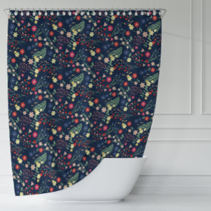 Navy Blue Simple Wildflower  Pattern 