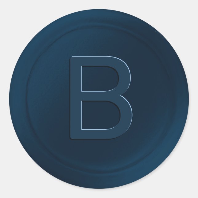 Navy Blue Single Letter Wax Seal Look Sticker (Front)