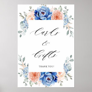 Navy Blue Slate Dusty Blush Cards & Gifts Poster