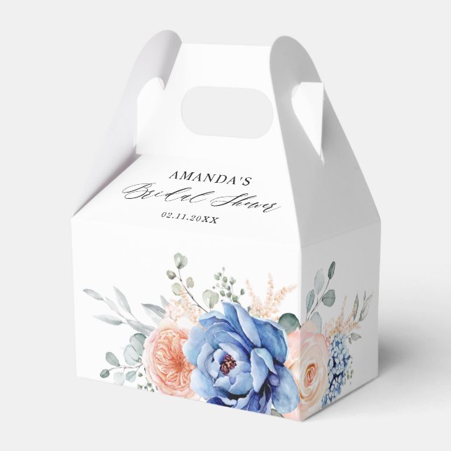 Navy Blue Slate Dusty Blush Pink Bridal Shower Favor Box (Back Side)