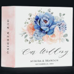Navy Blue Slate Dusty Blush Pink Floral Wedding Binder<br><div class="desc">Navy blue blush pink floral wedding  binder featuring elegant bouquet of navy blue,  royal blue ,  white ,  blush garden rose,  hydrangea,   and sage green eucalyptus leaves. Please contact me for any help in customization or if you need any other product with this design.</div>