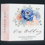 Navy Blue Slate Dusty Blush Pink Floral Wedding Binder<br><div class="desc">Navy blue blush pink floral wedding  binder featuring elegant bouquet of navy blue,  royal blue ,  white ,  blush garden rose,  hydrangea,   and sage green eucalyptus leaves. Please contact me for any help in customization or if you need any other product with this design.</div>