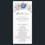 Navy Blue Slate Dusty Blush Pink Floral Wedding Program<br><div class="desc">Navy blue blush pink floral wedding program featuring elegant bouquet of navy blue,  royal blue ,  white ,  blush garden rose,  hydrangea,   and sage green eucalyptus leaves. Please contact me for any help in customization or if you need any other product with this design.</div>