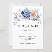 Navy Blue Slate Dusty Blush Pink Floral Wedding 