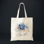 Navy Blue Slate Dusty Blush Pink Floral Wedding  Tote Bag<br><div class="desc">Navy blue blush pink floral wedding bridesmaid gift featuring elegant bouquet of navy blue,  royal blue ,  white ,  blush garden rose,  hydrangea,   and sage green eucalyptus leaves. Please contact me for any help in customization or if you need any other product with this design.</div>