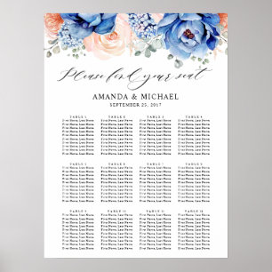 Navy Blue Slate Dusty Blush Pink Seating Chart