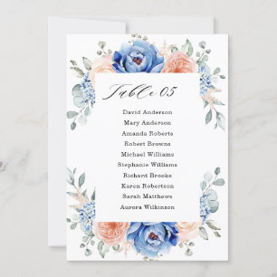 Navy Blue Slate Dusty Blush Pink Seating Chart Invitation