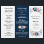 Navy Blue Slate Dusty Blush Pink Wedding Pogram<br><div class="desc">Navy blue blush pink floral wedding program featuring elegant bouquet of navy blue,  royal blue ,  white ,  blush garden rose,  hydrangea,   and sage green eucalyptus leaves. Please contact me for any help in customization or if you need any other product with this design.</div>