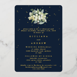 Navy Blue Snowberry+Eucalyptus Wedding Rehearsal