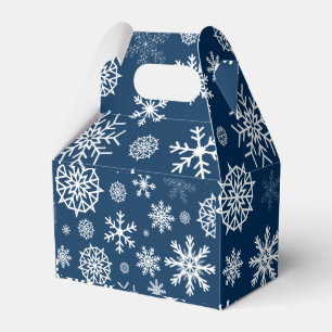 Navy Blue Snowflake Christmas Holidays Favor Box