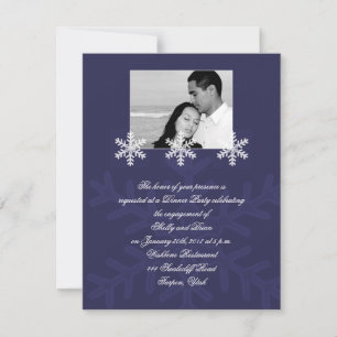 Navy Blue Snowflake Winter Wedding Engagement Invitation