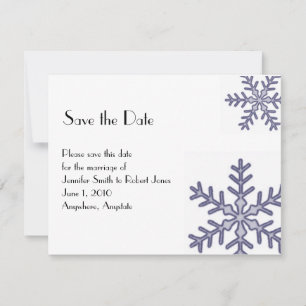 Navy Blue Snowflake Winter Wedding Save the Date
