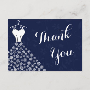 Navy Blue Snowflakes Wedding Dress Thank You