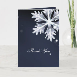navy blue snowflakes winter wedding Thank You