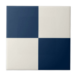 Navy Blue & Soft Beige Square Box Stylish Pattern Tile