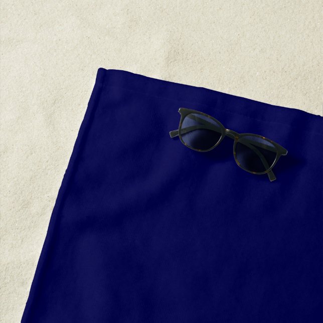 Navy Blue Solid Colour Customize It Beach Towel (In Situ)