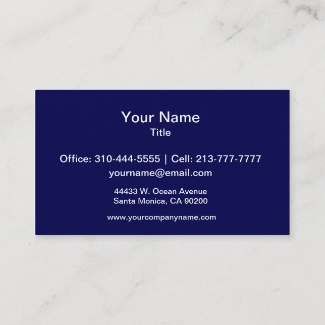 Navy Blue Solid Colour Customize It Business Card (Back)