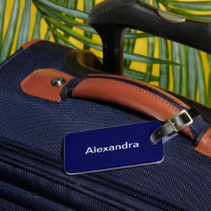 Navy Blue Solid Colour Customize It Luggage Tag