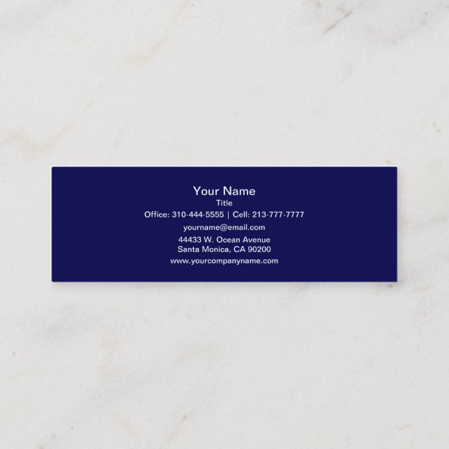 Navy Blue Solid Colour Customize It Mini Business Card (Back)