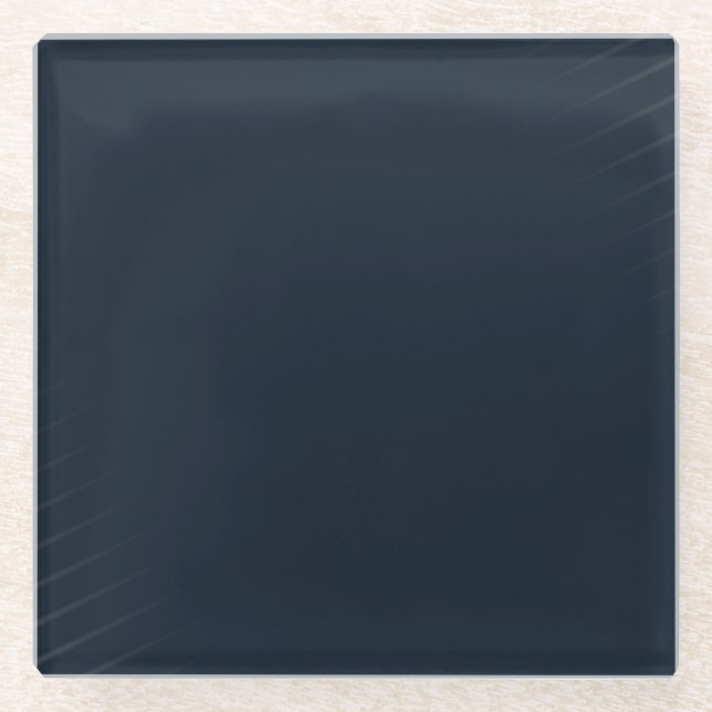 Navy Blue Solid Colour Glass Coaster (Front)