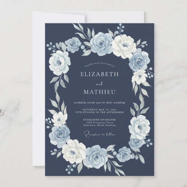 Navy Blue Solstice Wedding Invitation (Front)