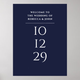 Navy Blue Special Date Wedding Welcome Sign