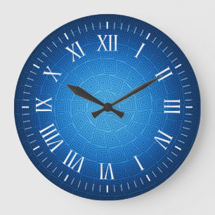 Navy Blue Spiral Design Large Clock