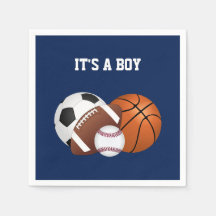 Navy Blue Sports Baby Shower It's a Boy