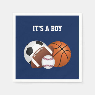 Navy Blue Sports Baby Shower It's a Boy Napkin