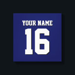 Navy Blue Sports Jersey Team Jersey Canvas Print<br><div class="desc">Preppy Solid Colour Navy Blue Team Jersey / Sports Jersey / Football Jersey / Rugby Jersey with Custom Name Customize this with your own name or team name and a number. You can change the size, colour and placement of the text if you need to make changes, change the colour...</div>