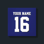 Navy Blue Sports Jersey Team Jersey Canvas Print<br><div class="desc">Preppy Solid Colour Navy Blue Team Jersey / Sports Jersey / Football Jersey / Rugby Jersey with Custom Name Customize this with your own name or team name and a number. You can change the size, colour and placement of the text if you need to make changes, change the colour...</div>
