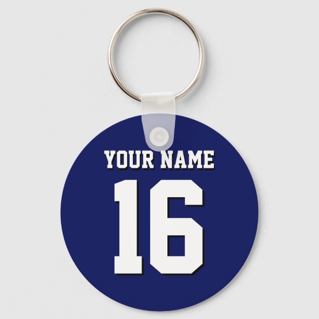 Navy Blue Sports Jersey Team Jersey Keychain (Front)