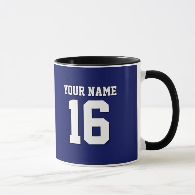 Navy Blue Sports Jersey Team Jersey Mug (Right)