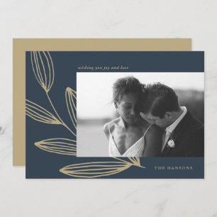 Navy Blue Sprout Photo Holiday Card