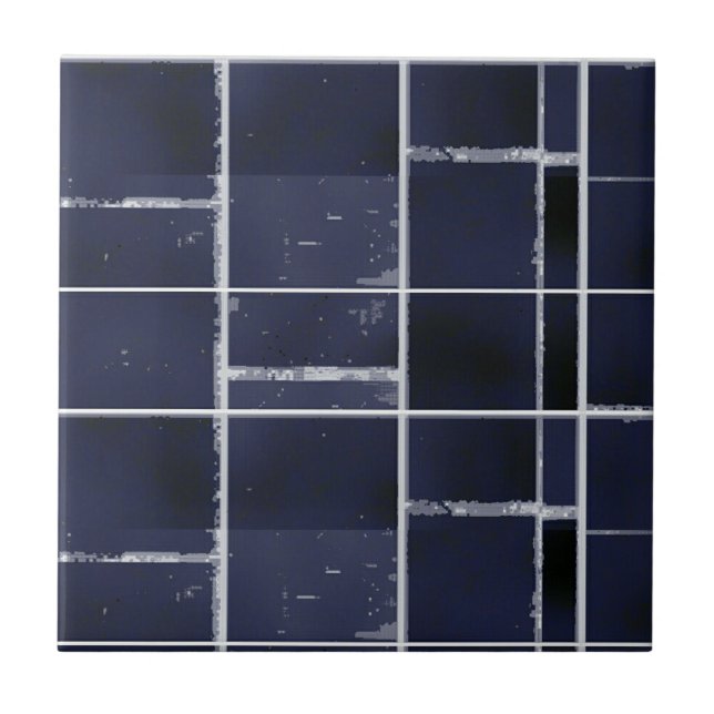 Navy blue square and rectangle tiled tile (Front)
