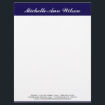Navy Blue Square Custom & Professional Letterhead<br><div class="desc">Simple navy blue business letterhead. For even more customization options, click the “Customize It” button above to add more text and/or images.</div>