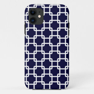 Navy Blue Square Link Pattern iPhone 5 Case