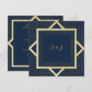 NAVY BLUE STAR GOLD WEDDING LAYERED INVITATION