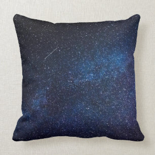 Navy Blue Starry Night sky Galaxy Photograph Throw Pillow