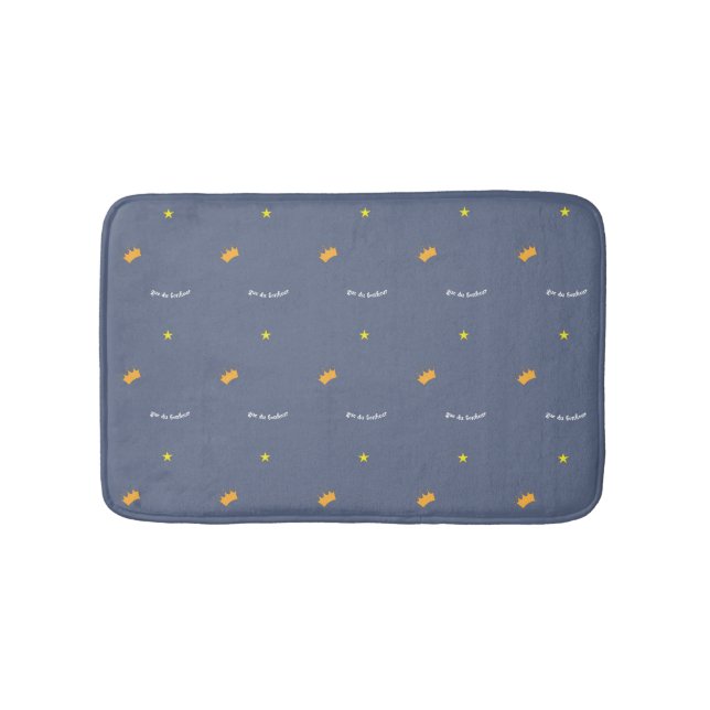 Navy blue stars crowns sweet cute happy cheerful bath mat (Front)
